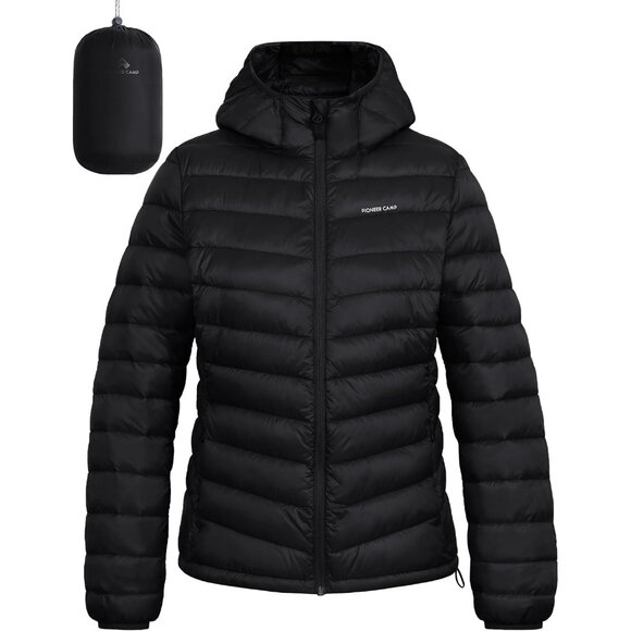 Jackets & Blazers - Women's Black Pack Able Puffer Jacket Winter repellent Quilted Coat With Hood